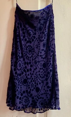 WINDSMOOR Skirt 14 Blue Spotted Silk Blend Lined Maxi Length Zip & Button - Image 1 of 4