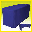 6' Fitted Tablecloth Table Cover Trade Show Event Open Back - 3 SIDED ROYAL BLUE