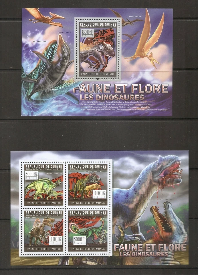 Guinea  / year 2011 Dinosaurs . Miniature Sheet . Souvenir sheet MNH - Image 1 of 1
