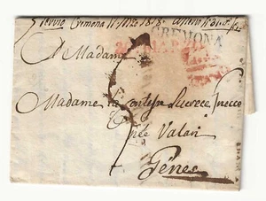 Lombardo Veneto - Prefilatelica 1818 per Genova bollo stamptello nero Cremona - Picture 1 of 2