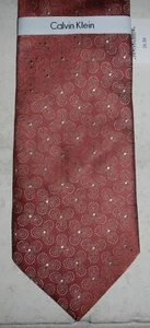 NWT Calvin Klein 100% Silk Mens Neck Tie MSRP $40 Red Geometric Flower - Picture 1 of 7