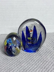 PISAPAPELES ARTE VIDRIO ESTILO MURANO PECES ITALIANOS ACUARIO 4" ALTO Par - Imagen 1 de 3