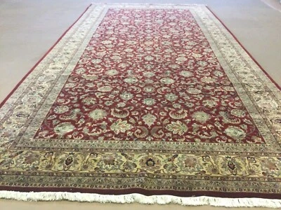 9’ X 18’ Red Beige Traditional All-Over Oversized Hand Knotted Oriental Rug Wool - Image 1 of 4