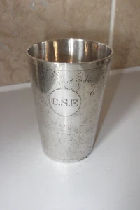 CHINESISCHES SILBER ZEESUNG SHANGHAI 7,5 CM C.S.F. GEHÄMMERTES SCHNAPSGLAS - ZAHNSTOCHERBECHER - Bild 1 von 12