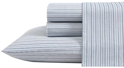 Eddie Bauer estampado 100 % algodón percal 4 piezas Juego de sábanas, Queen - Ticking Stripe Foto 1 de 3