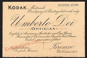 ae7091 - CARTONCINO D'EPOCA - Firenze - Umberto Dei - Optician - Picture 1 of 2