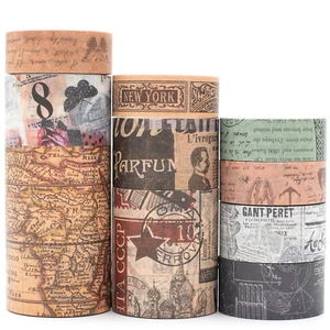 Vintage Washi Tape Set 10 Rollen Breit Dekorative Antik Karte Stempel Zeitung Ma - Bild 1 von 7