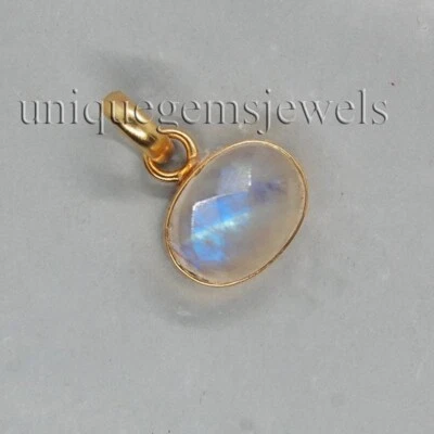 Colgante Rainbow Moonstone de plata de ley 925, oro amarillo, chapado en oro rosa Foto 1 de 4