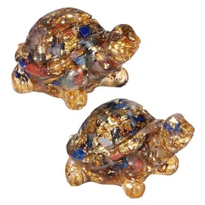 Pack of 2 Rainbow Crystal Resin Turtle Figurine Stone Tortoise Statue for Gar... - Picture 1 of 8