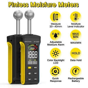 Pinless Moisture Meter Wood Wall Floor Plaster Damp Humidity Detector Ball Probe - Picture 1 of 9