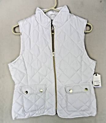 Chaqueta chaleco acolchado acolchado con cremallera blanco marfil St. John's Bay para mujer talla S Foto 1 de 4