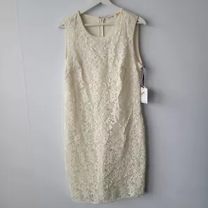 calvin klein womens sleeveless dress size 10 Sheath Crochet Lace front Sheath - Picture 1 of 7