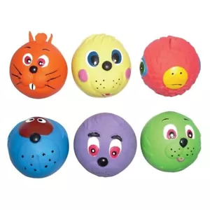  6 Armitage Retro Soft Latex FACE BALL Dog TOY Puppy Bright Soft Squeaky Fun  - Picture 1 of 14