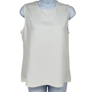 Croft & Barrow Stretch White Textured Sleeveless Top Casual Women's Tank SZ M - Picture 1 of 6