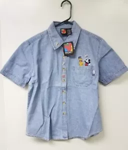 Disney Mickey Unlimited Denim bestickt Damen Medium Shirt Mickey/Pluto Neu mit Etikett - Bild 1 von 9