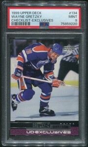 1999/00 Upper Deck Hockey #134 Wayne Gretzky Checklist Exclusives #047/100 PSA 9
