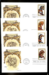 US FDC # 2976-2979 32c Carousel Horses Artmaster 4 FDC's  1995, 9p3328 - Picture 1 of 1