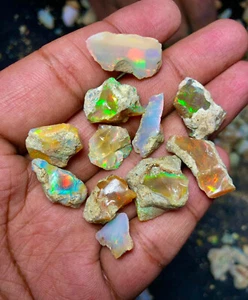 Opal grob Set 10 Stck. 50 kt natürlicher äthiopischer Opal roh zum Schneiden & Schmuck - Bild 1 von 4
