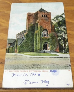 1908 Cartolina UDB COLOR /// CHIESA DI SANTO STEFANO, PITTSFIELD, MA - Foto 1 di 2