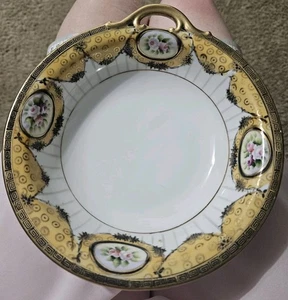 DE COLECCIÓN NORITAKE PINTADO A MANO CON UN MANGO TAZÓN PARA SERVIR O PLATO DE LIMÓN CON LAZO PARA LOS DEDOS - Imagen 1 de 9