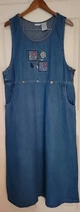 White Stag Embroidered Blue Jean Denim Maxi Jumper Womens XL 16/18 - Picture 1 of 13