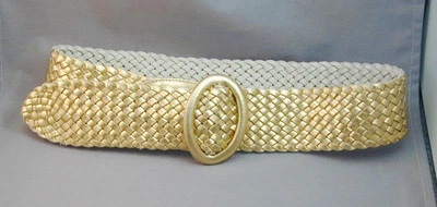 Cinturón de cuero dorado tejido ancho Vint Ralph Lauren 2,25 " 35,35" Inglaterra Foto 1 de 4