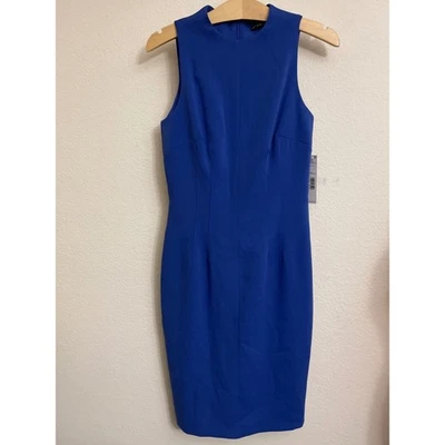 Nuevo con etiquetas Vestido Vaina Antonio Melani Azul Mosaico Crepé Talla 2 Sin Mangas Hasta la Rodilla Foto 1 de 4