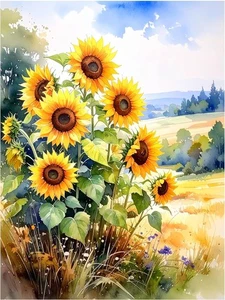 Piastrella Murale Prato Soleggiato Girasoli Cucina Doccia Parete Backsplash Marmo Ceramica - Foto 1 di 12