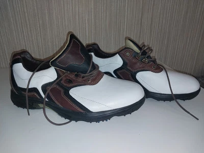 etonic 高尔夫鞋 棕色和白色 二手 尺码 12 无内底 — 第 1/4 张图片