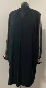 Yours Black Evening Top Dress Size 18 UK Gold Sparkly Sleeve Detailing 70s Chic - Picture 1 of 17
