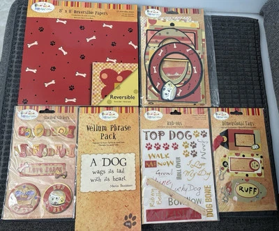 C.R. Gibson Markings Sue Zipkin Bow Wow Lot 6 Dog Scrapbook Paper Stickers Tags - Image 1 of 4
