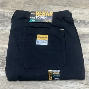 Pantalones de trabajo Ariat Rebar M7 DuraStretch para hombre 42x36 negros calce ajustado pierna recta nuevos con etiquetas - Imagen 1 de 9