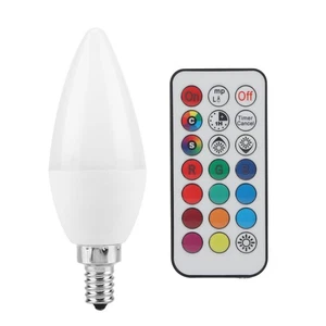 .›3W Multi Color Changing LED Candle Light Bulb AC85-265V With Remote Control(E - Picture 1 of 17