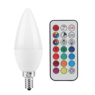 .›3W Multi Color Changing LED Candle Light Bulb AC85-265V With Remote Control(E - Image 1 of 4