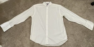 RICHARD JONES men’s white cotton cuff link dress shirt hidden buttons size 17” - Picture 1 of 5