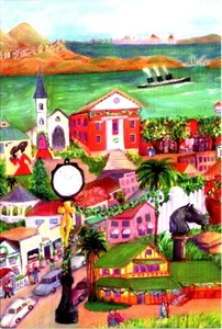 Benicia, CA California DOWNTOWN MAIN STREET SCENE Artist Rendition  4X6 Postcard - Picture 1 of 2