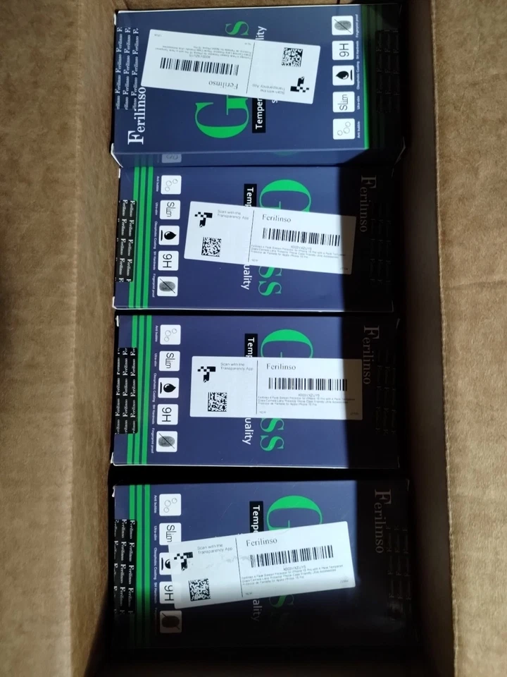 Lot 49 iPhone 15 Pro Screen Protector Ferilinso 4 Pack  W/ 4 Pack Tempered Glass - Image 1 of 4