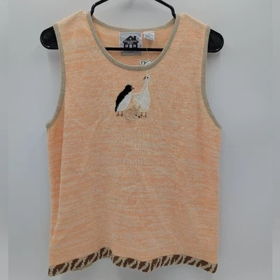 Suéter de punto Storybook camiseta sin mangas mediana tejido melocotón cottagecore ecléctico nuevo con etiquetas Foto 1 de 4