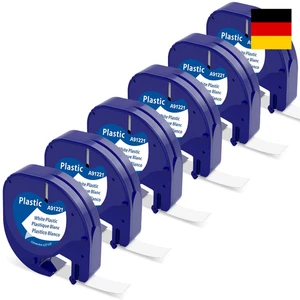 6er-Pack Selbstklebendes Etikettenband 12x4m Schwarz-Weiß für Dymo Letra - Bild 1 von 10