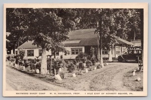 1930s Kennett Square, PA - Waywood Shady Camp Restaurant - Roadside Inn Postcard - Picture 1 of 3
