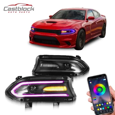 2x Faros Halo Proyector LED DRL RGB para Dodge Charger SRT GT 2015-2023 Foto 1 de 4