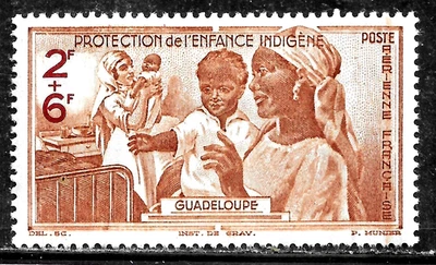 HICK GIRL-MINT FRENCH GUADELOUPE STAMP   SC#CB2  1942  CHILD WELFARE FUND   L780 - Image 1 of 2