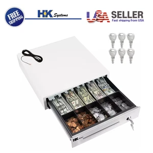 HK SYSTEMS 16""Stainless Steel" Front White Heavy Duty POS Interface Cash Drawer - Bild 1 von 8