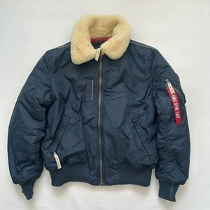 Alpha Industries Shearling Bomber Jacket - Men’s large - Real Fur - Picture 1 of 6