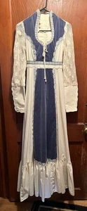Gunne Sax Jessica Renaissance Velvet Cotton Dress Size 11 - Picture 1 of 6