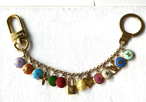 LOUIS VUITTON Bag Charm Key Ring M65380 Pastilles Chain Gold Multicolor Used - Picture 1 of 14