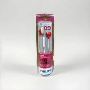 Philips Bass Sound SHE2005 Earbud Headset w/ Mic, Pink - *NEW* - Picture 1 of 2