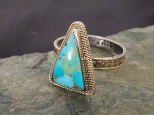 Anello Anna Beck in argento sterling placcato oro turchese misura 8 - Foto 1 di 8