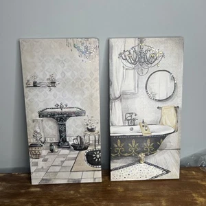 Leinwand Badezimmer Dekor ausgeblendet Badezimmer französischer Stil Wandbehang 15x8 - Bild 1 von 12