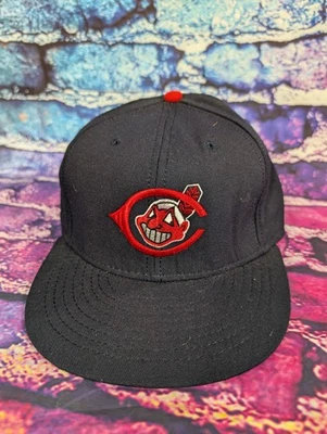 Vintage American Needle Cleveland Indians Fitted Hat 7 1/4 Wahoo - Image 1 of 4